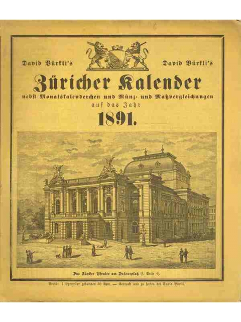 David Bürkli's Züricher Kalender auf das Jahr 1891