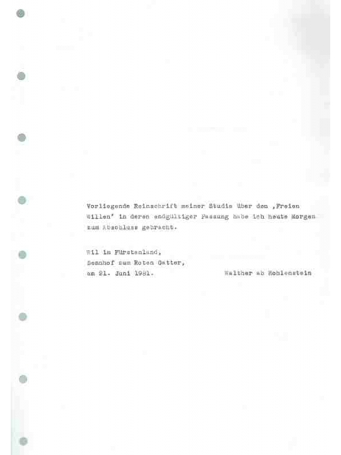 Freier Wille – Walther ab Hohlenstein