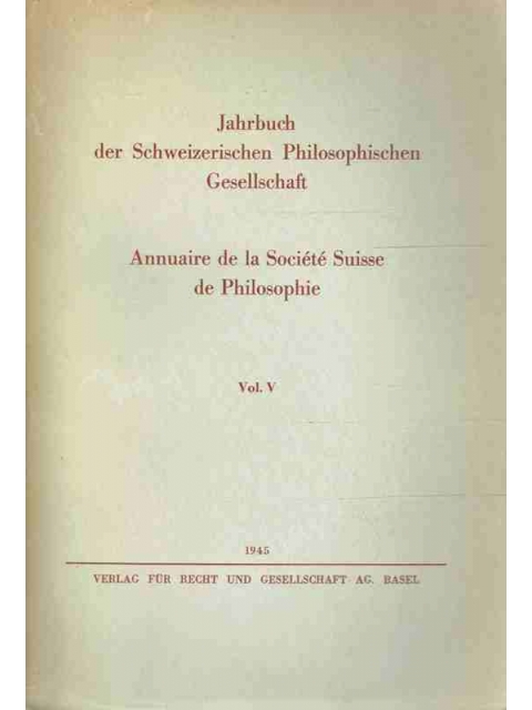 Jahrbuch der Schweizerischen Philosophischen Gesellschaft Vol. V – Div. Autoren