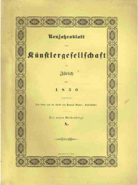 Neujahrsblatt der Künstlergesellschaft in Zürich für 1850 – J.M. Ziegler